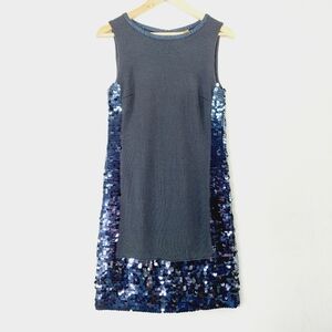 Tory Burch Wool Blend Black with Navy Sequins Mini Cocktail Dress P2295